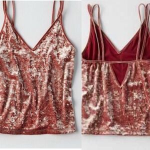 American Eagle SOFT SEXY stretch crushed VELVET CROP slip CAMI Y2K top M